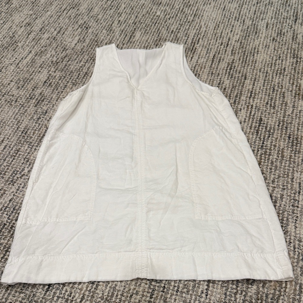 Splendid White Sleeveless V-Neck Cotton Mini Dress